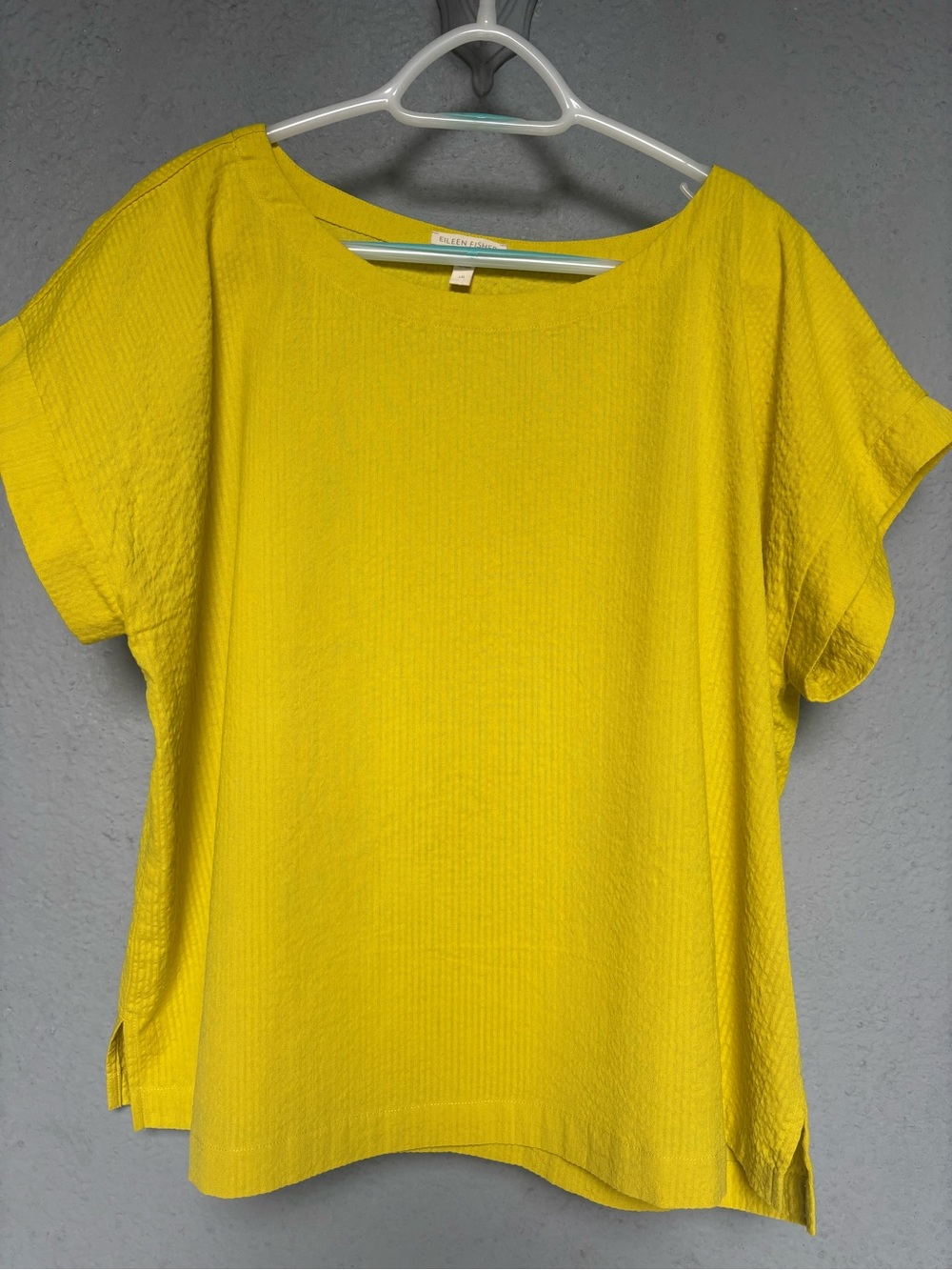 Eileen Fisher Bright Yellow Short Sleeve Textured Top